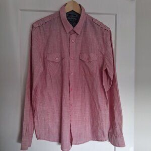 American Rag Cotton Button Up Shirt Men Large Pink Long Sleeve